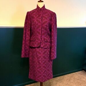 TRACY REESE Purple wool skirtsuit